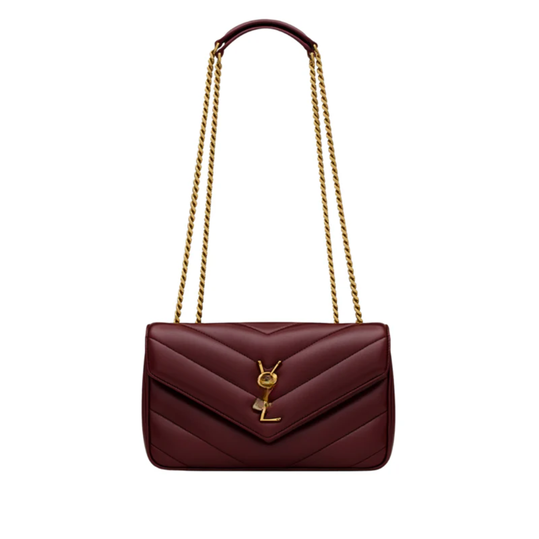 Small Matelassé Lambskin Bag in Bordeaux – SL