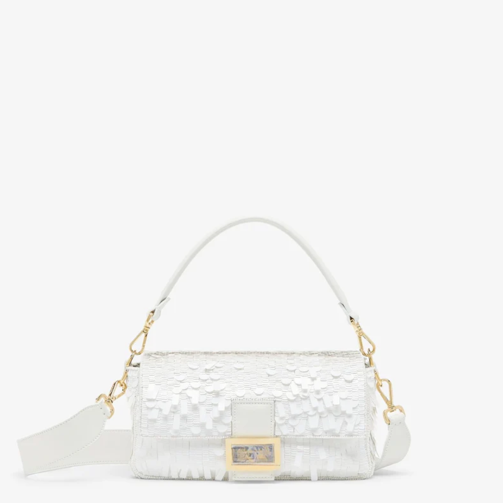White Sequined Leather Bag – Fnd Btgt