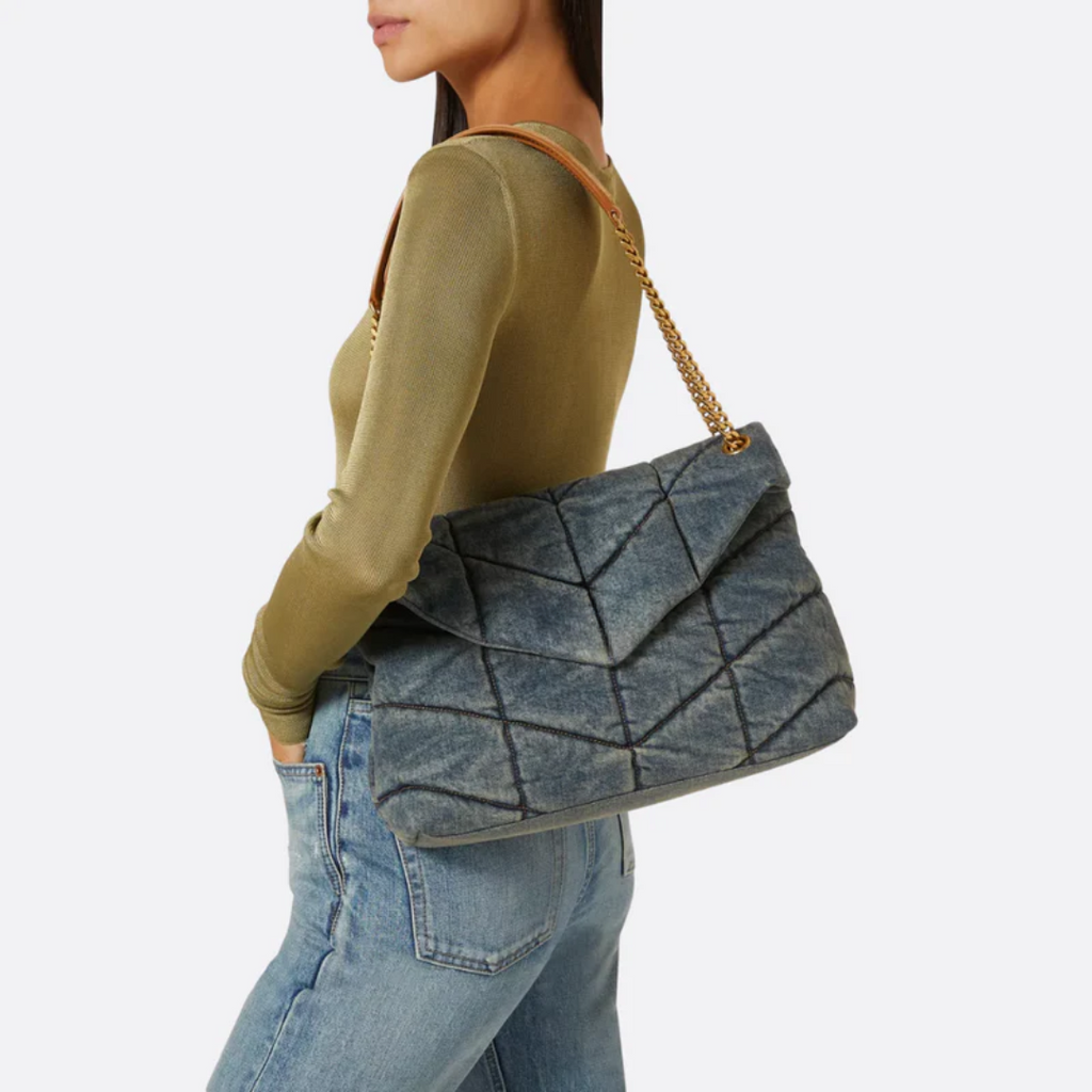 Quilted Vintage Denim Puffer Bag