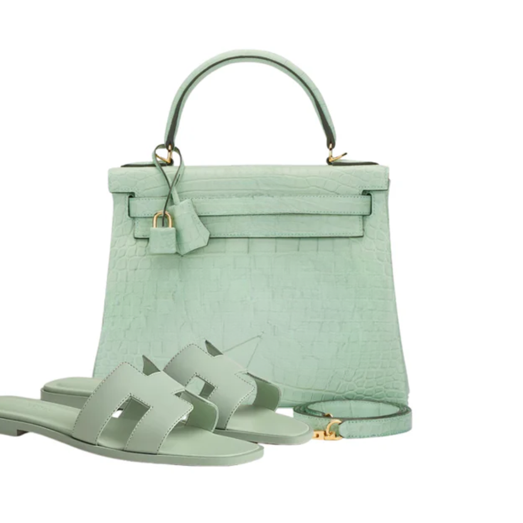 Kly 28 Vert Alligator Bag & Green Sandals – Hms