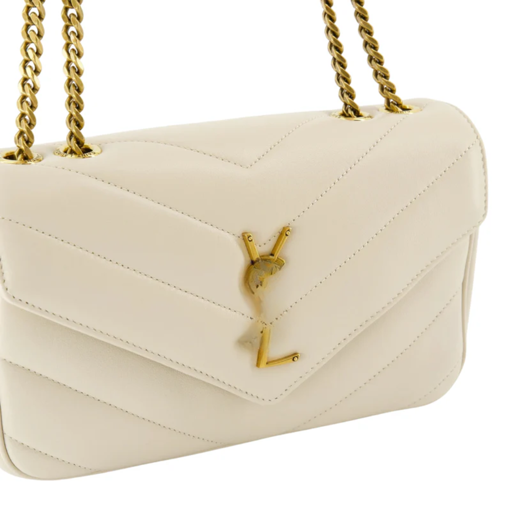 Small Matelassé Lambskin Leather Bag in White – SL