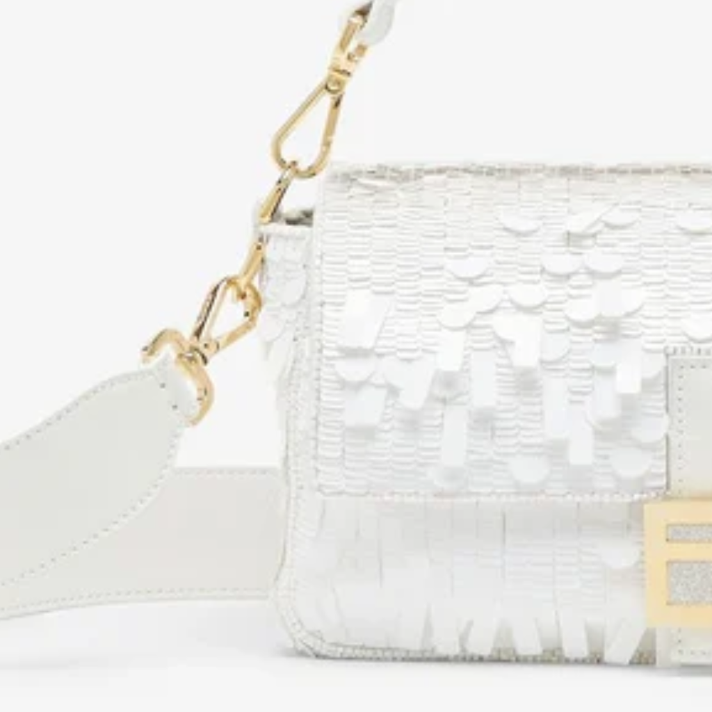 White Sequined Leather Bag – Fnd Btgt