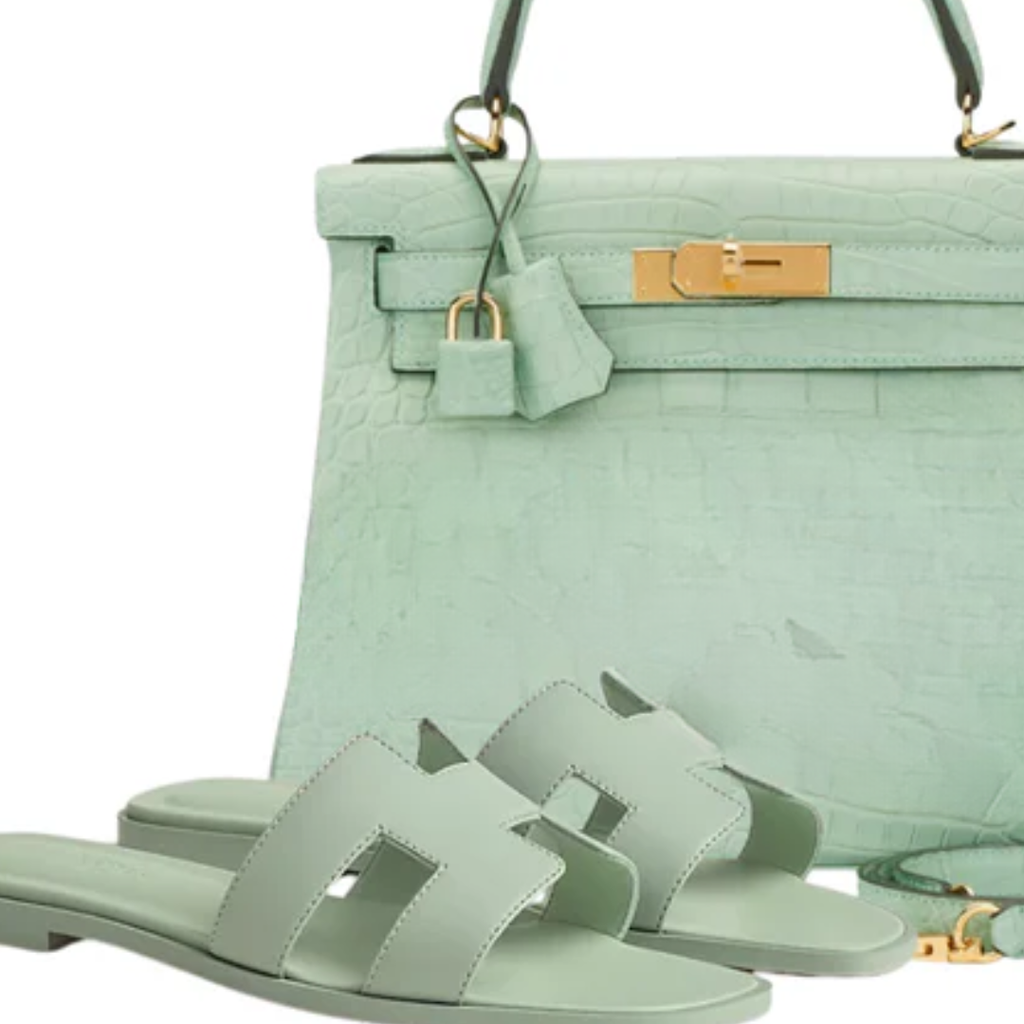 Kly 28 Vert Alligator Bag & Green Sandals – Hms