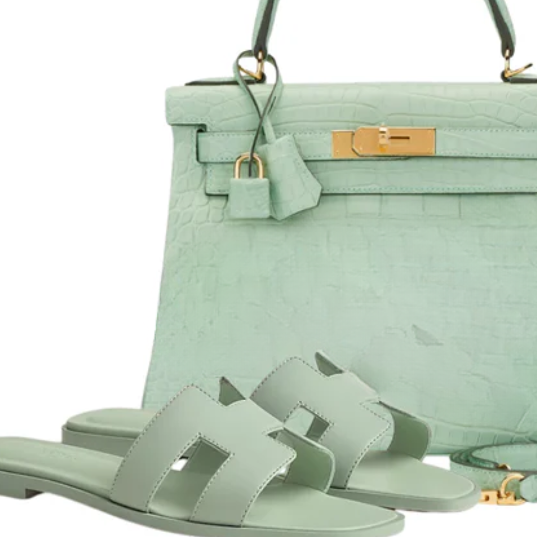 Kly 28 Vert Alligator Bag & Green Sandals – Hms