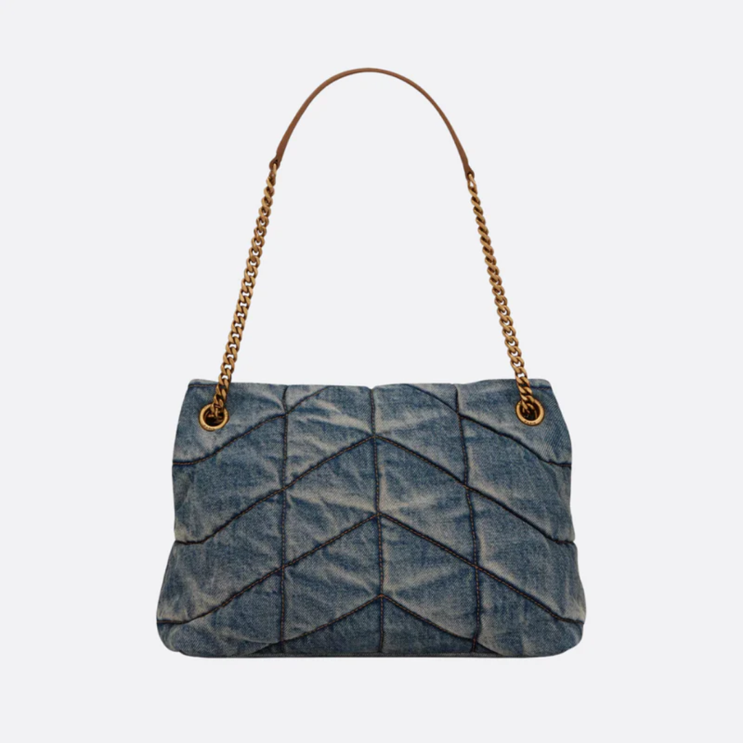 Quilted Vintage Denim Puffer Bag