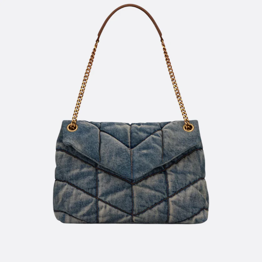 Quilted Vintage Denim Puffer Bag