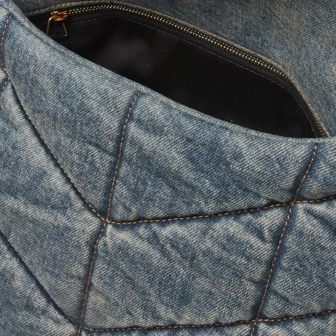 Quilted Vintage Denim Puffer Bag
