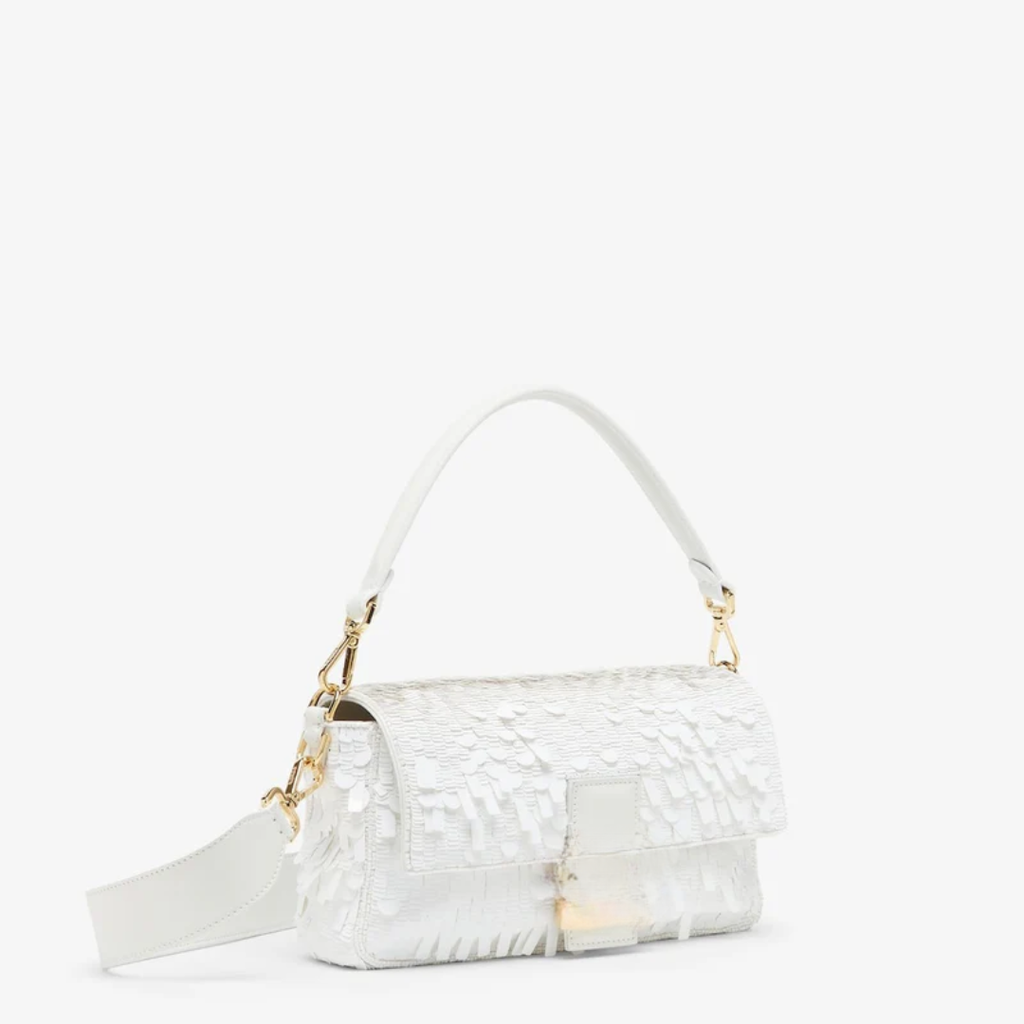 White Sequined Leather Bag – Fnd Btgt