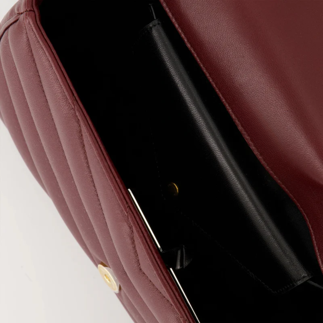 Small Matelassé Lambskin Bag in Bordeaux – SL