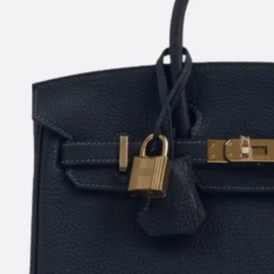 Bag 25 Brk HSS Cr / GryTr Made of Tg Leather with Brushed Gold Fittings