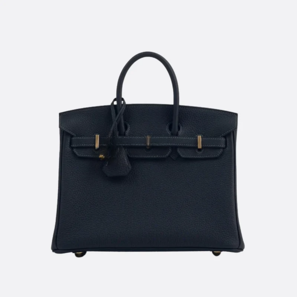 Bag 25 Brk HSS Cr / GryTr Made of Tg Leather with Brushed Gold Fittings