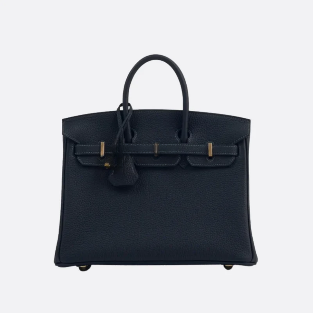 Bag 25 Brk HSS Cr / GryTr Made of Tg Leather with Brushed Gold Fittings