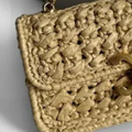 Bag Cl. Shoulder with Chain in Raffia Woven Effect