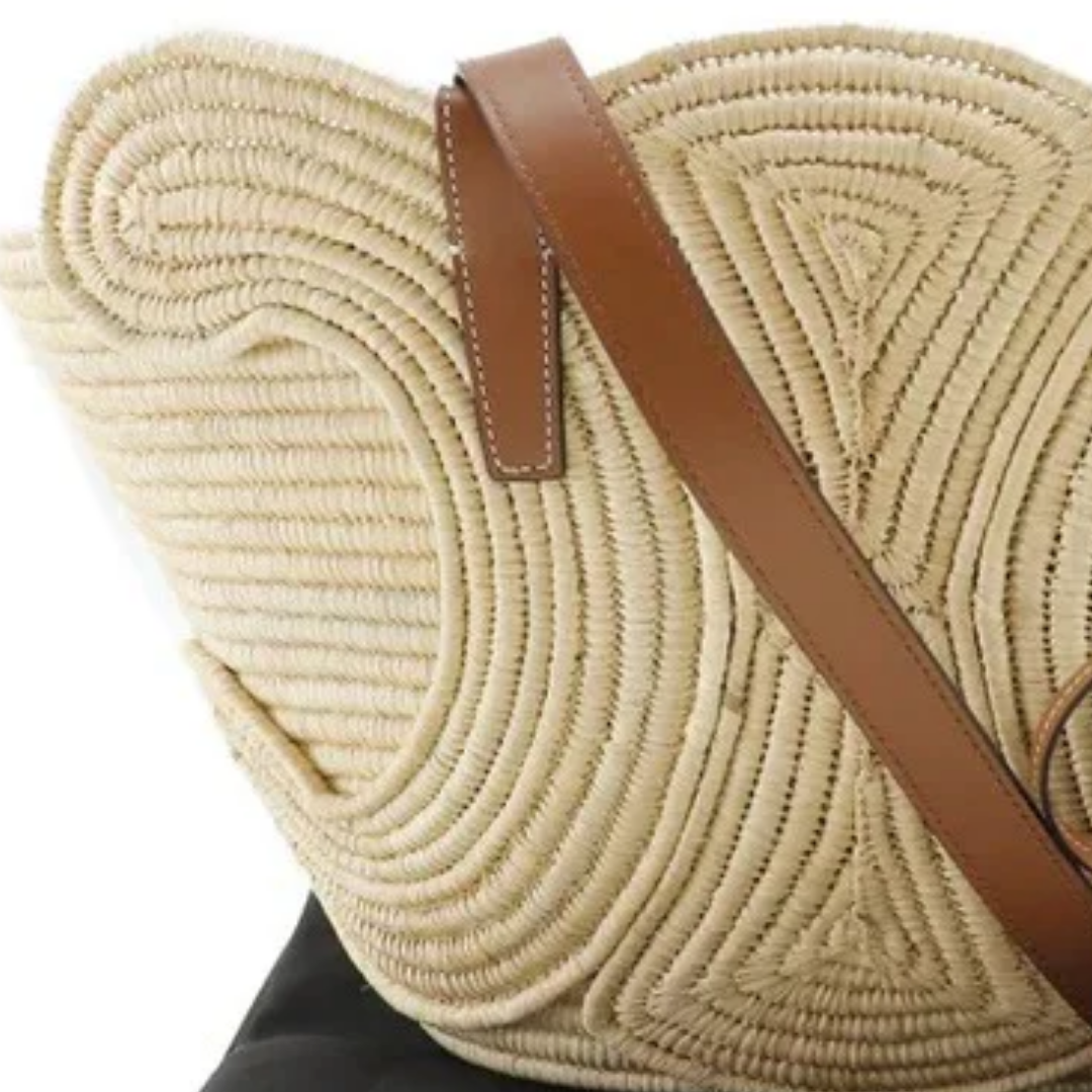 Cln Classic bag Small basket with woven raffia and calfskin trim