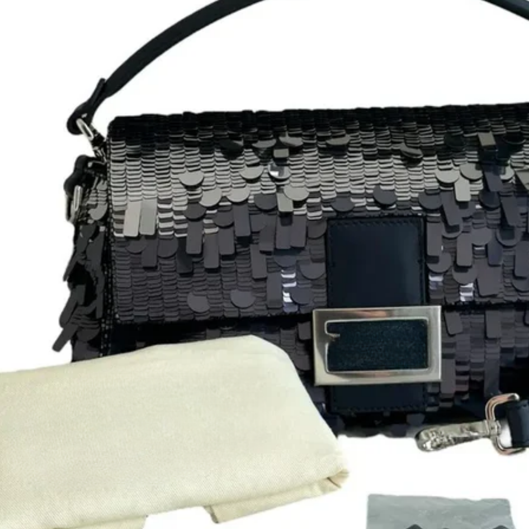 Bag Blue Sequins & Leather – Found Bag