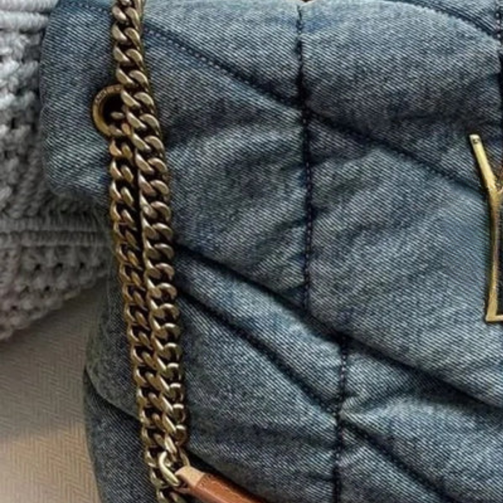 Quilted Vintage Denim Puffer Bag